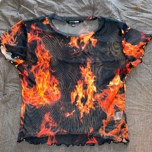 Fire see through mesh shirt